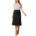 thumbnail image 2 of INSPIRE CHIC Women's Faux Suede Skirt High Waist A-Line Midi Casual Skirt S Black, 2 of 6