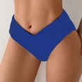 thumbnail image 4 of TTUHYWXI Women's Twist Bikini Bottom Moderate High Cut Swimsuit Bottom Cross V Cut Ruched Ruffles Bathing Suit Bottoms (Blue, S), 4 of 5