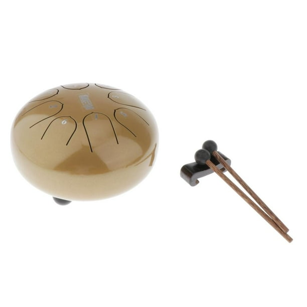 Tambor de Lengüeta de material acero de 6 Pulgadas, Tambor Artesanal de 8 Notas con Mazos de Tambor Acolchado, Sonido Maravillosamente Terminado Y dorado CUTICAT Tambor de lengüeta de acero