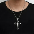 thumbnail image 3 of XIVORA Cross Necklace for Men – Polished Stainless Steel Cross Pendant Necklace 24″ Chain, Durable Silver-Tone Men's Necklace, Christian Jewelry Gift for Men, 3 of 6