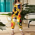 thumbnail image 2 of XINPING Halloween Overalls for Women, Sleeveless Spaghetti Strap Jumpsuit with Pockets, Ghost Pumpkin Print Wide Leg Baggy Romper, Adjustable Straps Fall Holiday Party Outfit 2026, 2 of 8