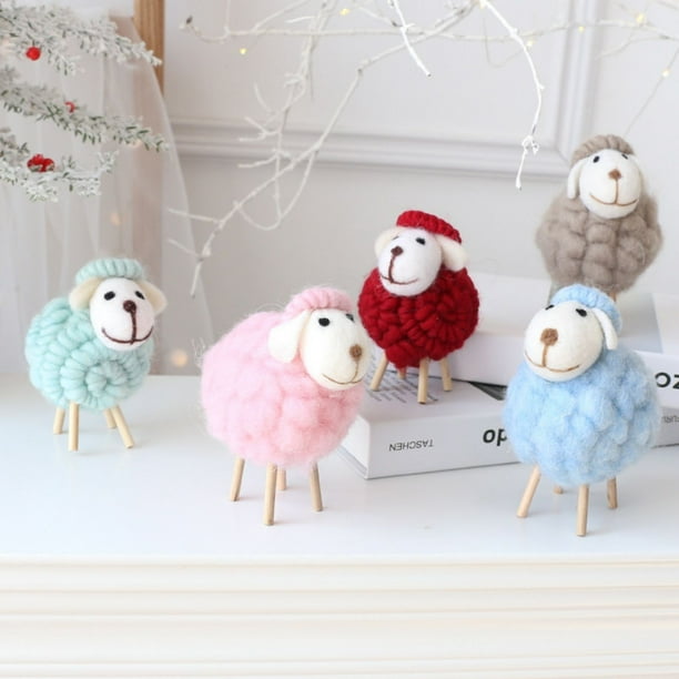 【新品】 Little Sheep Little Sheep Ornament, 1.97*2.95 Inch Lambs Wool Desk Christmas