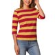 thumbnail image 2 of Camisetas de rayas para mujer Inspire Chic, corte ajustado, mangas de codo, cuello barco, talla S, 2 of 6
