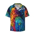 thumbnail image 3 of Balery Colorful Parrot Jungle Dream Men's Casual Button Down Shirt Short Sleeve Textured Summer Cuban Beach Shirts-Small, 3 of 7