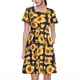 thumbnail image 1 of Easygdp Vintage Black White Plaid Sunflowe para Vestido Transpirable de Mujer, Vestido Suelto de Manga Corta con Pliegues y Bolsillos para el Verano, 1 of 6