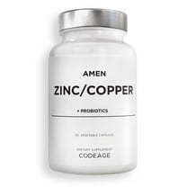 Amen Zinc & Copper, Probiotics 2 Billion CFU, 3-Month Supply, Zinc Picolinate, Vegan, Non-GMO, 90 ct