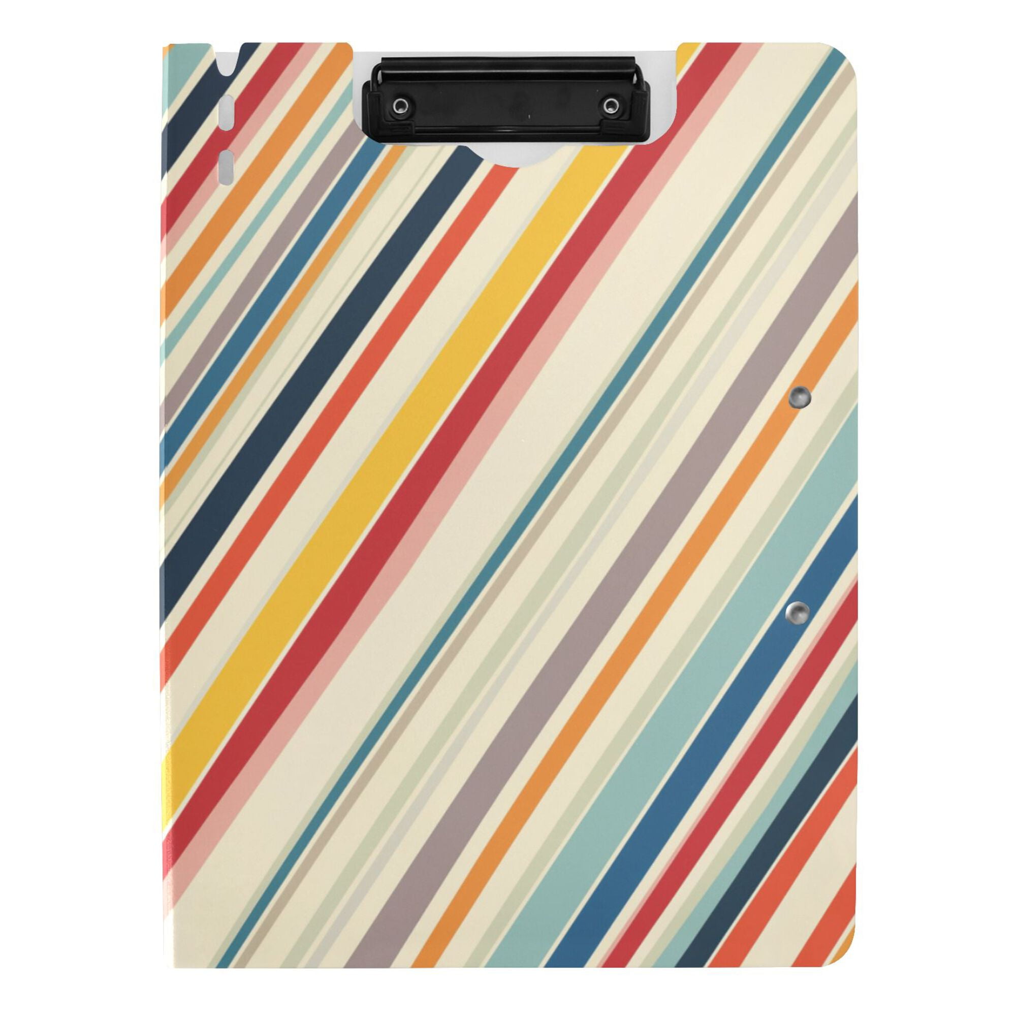 FORMRS A4 Clipboard Folder with Pen Holder Horizontal Foldable School Office Binder, Striped Pattern