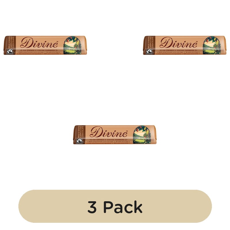 Divine Milk & White Chocolate Cappuccino Bar 35g, British Import (Pack of 3)