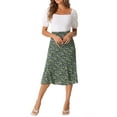 thumbnail image 2 of Faldas Midi Peasant de Mujer INSPIRE CHIC con Cintura Elástica A-Line de Flores Ditsy en Negro y Verde XS, 2 of 6