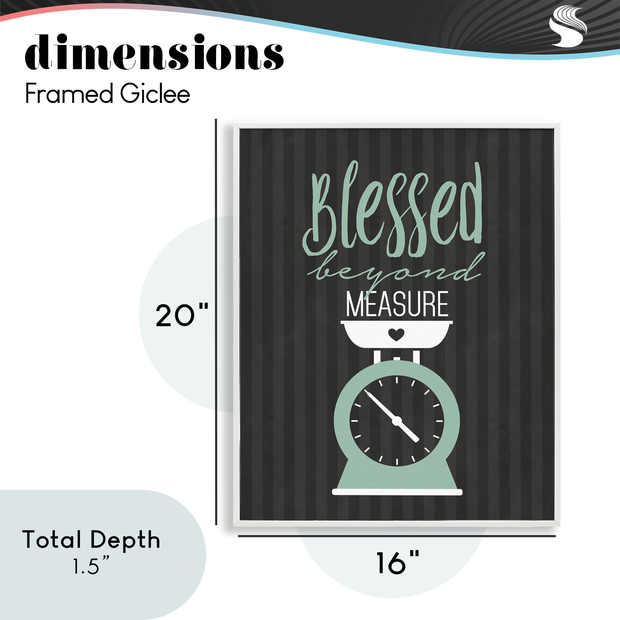 Blessed Beyond Measure Scale White Framed Giclee Art, design by Lettered and Lined