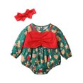 thumbnail image 1 of FOCUSNORM Bébé Fille Noël Imprimé Col Rond Manches Longues + Arc Bandeau, 1 of 9