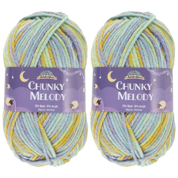 JubileeYarn Chunky Melody Yarn - 100g/Skein Bulky Wool Blend - Galapagos - 2 Skeins