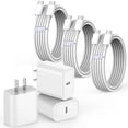 thumbnail image 1 of Cargador y cable Vagavo USB C de 20 W para iPhone 16 15, paquete de 3 m, 1 of 7