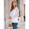 thumbnail image 3 of FUNING Womens Long Sleeve Shirts V-Neck Lace Tops Business Casual Blouses Tee Trendy 2025 Fall Fashion Outfits Clothes, 3 of 6