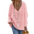 thumbnail image 4 of BVOFAR Womens Trendy Knit Sweater Oversized Loose Chunky Pullovers Casual Long Sleeve V Neck Sweaters Solid Color Daily Going out Tops, 4 of 7