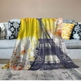 thumbnail image 2 of HENGT  Vintage Watercolor Sherpa Blanket Abstract Tie Dye Blanket, Geometric Patchwork Throw Blanket for Chair Yellow Oil Painting Blanket, Romantic Paris Plush Blanket Lightweight, 2 of 6