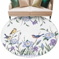 thumbnail image 6 of Spring Flowers Round Rug 6ft Washable Circle Kitchen Rugs Non Slip Vintage Blue Floral Leaves Birds Rustic Plants Large Area Rug Indoor Floor Carpet for Bedroom Living Room Home Office Dining Room, 6 of 8