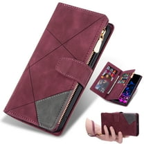 Dteck for iPhone 15 Plus Case Wallet with 9 Card Slots Premium Soft PU Leather Zipper Folio Flip with Wrist Strap Kickstand Protective Phone Cover for iPhone 15 Plus Wallet Case 6.7 Inch,Winered
