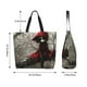 thumbnail image 5 of Balery Dark Red Hooded Girl Bolsa Tote Estilo Estético con Cremalleras, Bolsa de Hombro, Bolsa de Compras Grande y Plegable, 5 of 8