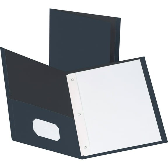Business Source Letter Recycled Pocket Folder - 8 1/2" x 11" - 100 Sheet Capacity - 3 x Prong Fastener(s) - 1/2" Fastener Capacity - 2 Inside Front & Back Pocket(s) - Leatherette - | Bundle of 5