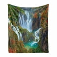 thumbnail image 1 of Croatia Soft Flannel Fleece Throw Blanket, Nature Themed Outdoor Scene of Waterfalls of Plitvice National Park, Cozy Plush for Indoor and Outdoor Use, 70" x 90", Multicolor, by Ambesonne, 1 of 6
