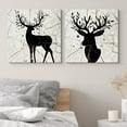 thumbnail image 3 of wall26 Canvas Print Wall Art Set Floral Abstract Deer Silhouettes on Wood Rings Animals WildLife Illustrations Minimalism Chic Relax/Calm Dark Duotone for Living Room, Bedroom, Office - 16"x16&q, 3 of 5