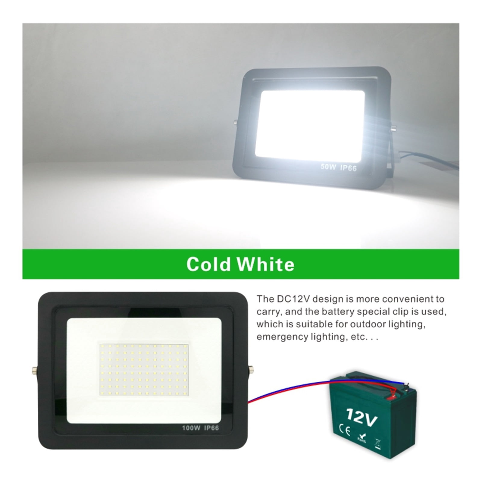 20W 30W 50W 100W DC12V Led Flood Light Outdoor Floodlight Spotlight IP66 Waterproof Light Reflector Portable 12 Volt Led Lights ,Light Your Way Forward
