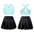 thumbnail image 6 of Rswnyirn Girls 2 Piece Tennis Golf Outfit Athletic Sports Tank Top with Pleated Skort Skirts Set Light Blue&Black 10, 6 of 7