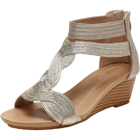 Women s Wedge Gladiator Sandals Zipper Ankle Strap Open Toe Casual Summer Shoes