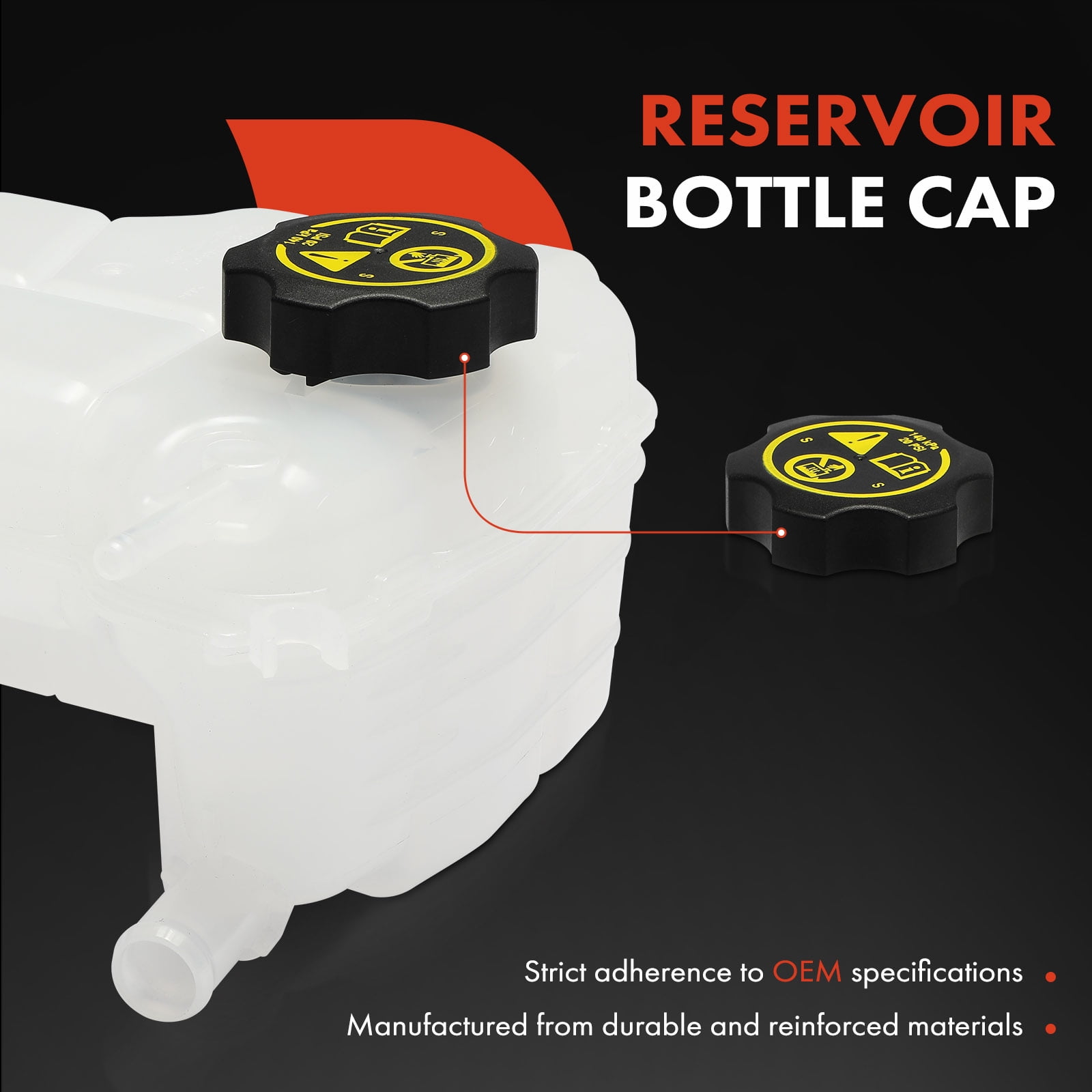A-Premium Engine Coolant Reservoir Expansion Tank with Cap 20PSI Compatible with Chevrolet Cruze 2011-2016 Orlando 2012-2014 Buick Verano 2012-2017
