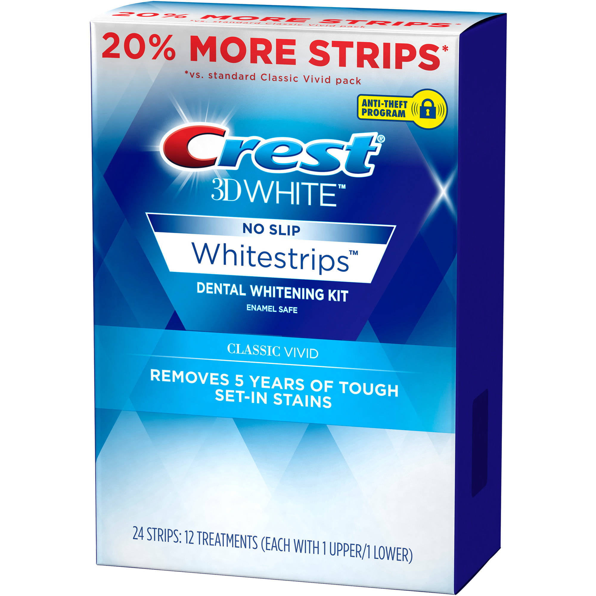 Unpleasantly Understanding shampoo Crest 3D White No Slip Whitestrips Classic Vivid Dental Whitening Kit, 24  pc - Walmart.com