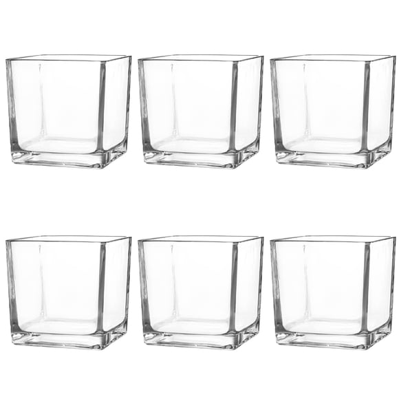 Set de jarrones de cristal Comrzor Square, 10 x 10 x 10 cm, transparente (6 unidades)