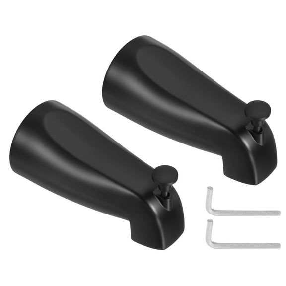 Uxcell 2Pack Slip on Diverter Tub Spout, Zinc Alloy Bath Spout Bathtub Faucet with Pull-Up Diverter for 1/2 Inch Water Tub for Bathroom Kitchen, Black