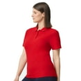 thumbnail image 4 of Gildan Softstyle Women's Pique Polo, 100 Cotton Comfortable Short Sleeve Shirt, Red, Sizes S-2XL, 4 of 5