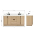 thumbnail image 3 of Ariel Kelly 73 Inch Double Oval Sink Bathroom Vanity With Pure White Quartz Countertop 1.5 Inch Edge In White Oak, 3 of 12