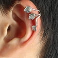 thumbnail image 2 of Yesbay 1Pc Vintage Alloy Ear Stud Leaf Design Earring Ear Cuff Clip Ear Ring Jewelry-Silver, 2 of 7