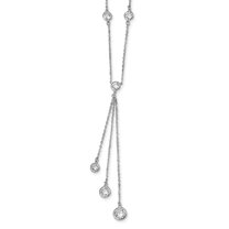 1.36mm Sterling Silver Rhodium-plated Cubic Zirconia Y-drop Necklace - 18 Inch