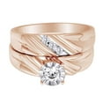 thumbnail image 2 of AFFY Round Shape White Natural Diamond Solitaire Bridal Ring Set In 10k Rose Gold (0.25 Ct) Ring Size-5.5, 2 of 2