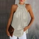 thumbnail image 1 of ICHUANYI Clearance Womens Casual Solid Color Round Neck Halter Sleeveless Tops Blouses Tops Tank Shirt Vest With Zipper(Silver, M) ICHUANYI WER2023081115391, 1 of 6