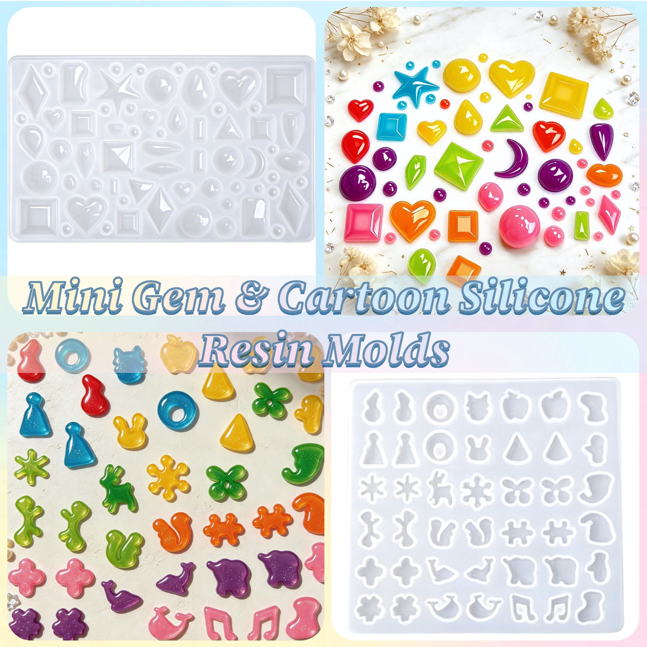 229 Pcs Resin Molds Silicone Kit, Resin Casting Molds Set with Bear, Bangle Bracelet, Pendant, Gem, Column Molds & Tools, DIY Epoxy Resin Molds for Jewelry, Keychain, Earring, Home Decoration Crafts