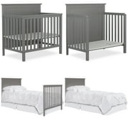 Dream On Me Ava 4-in-1 Convertible Mini Crib, Pebble Grey