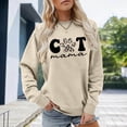 thumbnail image 2 of Cat Print Women's Sweatshirt Cat Mama Long Sleeve Crewneck Regular Fit Spring Cute Pullover Sweater, 2 of 5