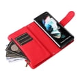 thumbnail image 5 of Dteck Samsung Galaxy Z Fold 3 5G Wallet Case with Removable Adjustable Crossbody Necklace Lanyard Shoulder Strap + Wristlet Strap, 9 Card Slots with Zipper Pocket PU Leather Case, Red, 5 of 13