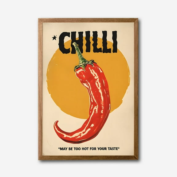 Retro Chilli Pepper Canvas Wall Art  Bold Kitchen Decor with Vintage Style