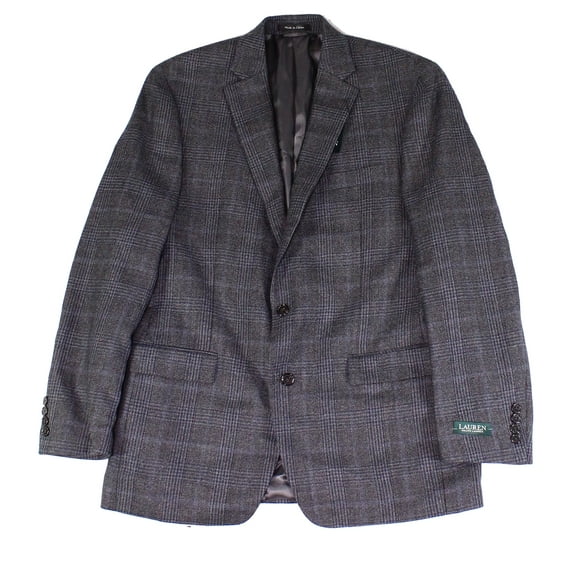 Ralph Lauren Men's Sport Coat Short Plaid Blazer Gray Size 42