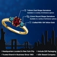 thumbnail image 2 of Gem Stone King 10K Yellow Gold Red Rhodolite Garnet and Blue Diamond Engagement Ring for Women | 1.20 Cttw | Oval 7X5MM | Gemstone January Birthstone | Size 8, 2 of 6