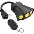 thumbnail image 1 of Outdoor Remote Control Outlet, Wireless Remote Outlet Power Switch, Weatherproof 15 A Heavy Duty Electrical Plug, 3 Grounded Outlets, 100Ft Range, UL Listed, 1 of 8