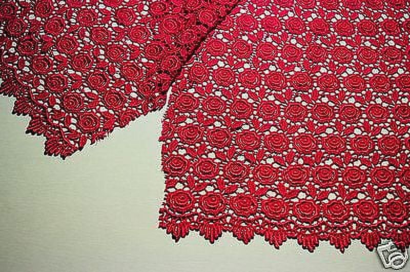 Lily 42"  Rose Venice Lace Fabric All Over Both side Scalloped Edge 9 colors