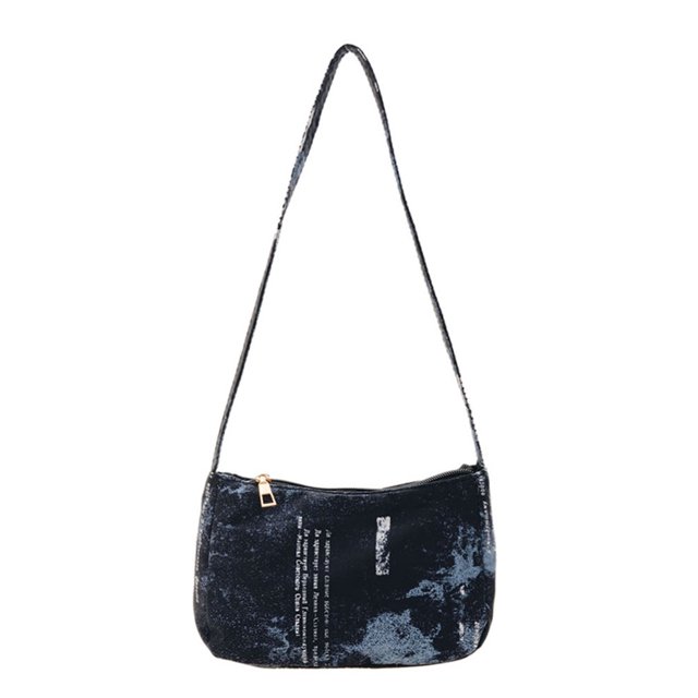 Sywqhk Moda Mujer Floral Letras Impresas Hombro Axila Bolso Bolsos (Negro) Sywqhk Para estrenar