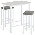 thumbnail image 1 of HOMOOI Bar Table and Chairs Set for 2, Pub Counter Height Dining Table Set, 3-Piece White Faux Marble Kitchen Table Set with 2 Backless Stools, Breakfast Nook for Small Space, Apartment, 1 of 7